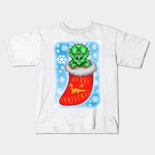 Christmas Triceratops Kids T-Shirt